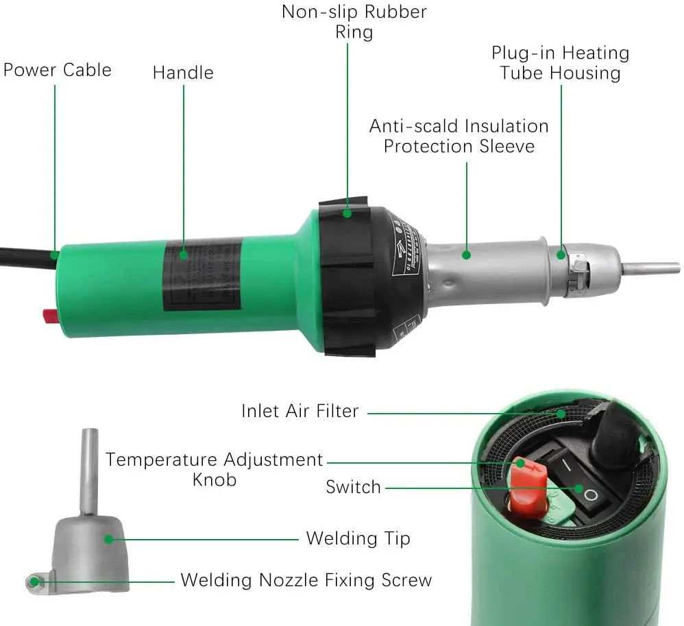 Aparat de sudură plastic, putere de 1600W, pistol de aer cald