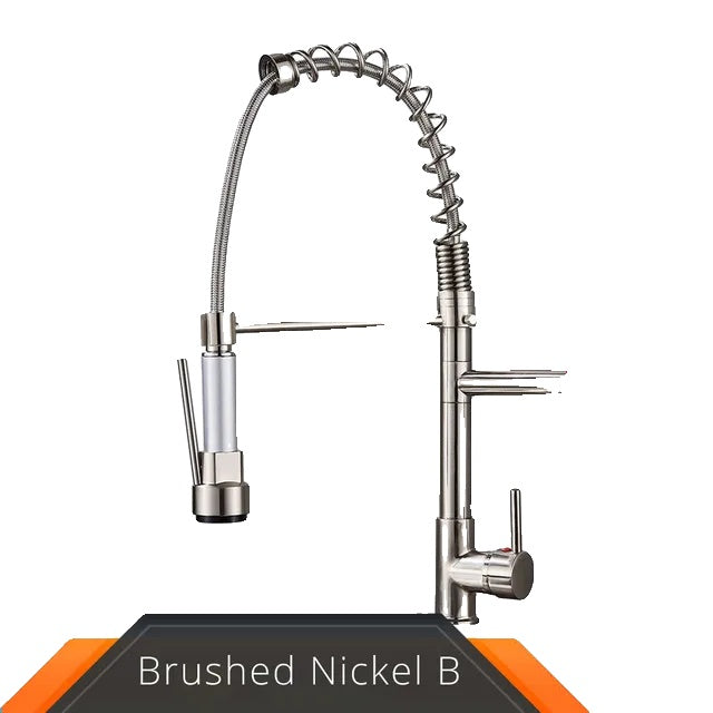 Kitchen Faucet, Dual Outlet Spouts, 360 Swivel