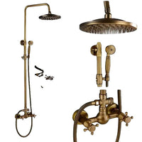 Shower Faucets Set, Antique Brass, Dual Knobs