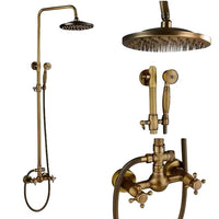 Shower Faucets Set, Antique Brass, Dual Knobs