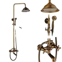 Shower Faucets Set, Antique Brass, Dual Knobs