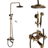 Shower Faucets Set, Antique Brass, Dual Knobs