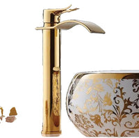 Bathroom Faucet, Gold Finish, Waterfall Design