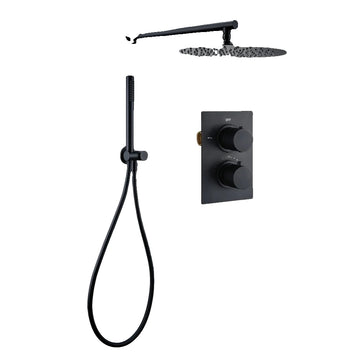 Shower Set, Matte Black, Wall or Ceiling Mounted