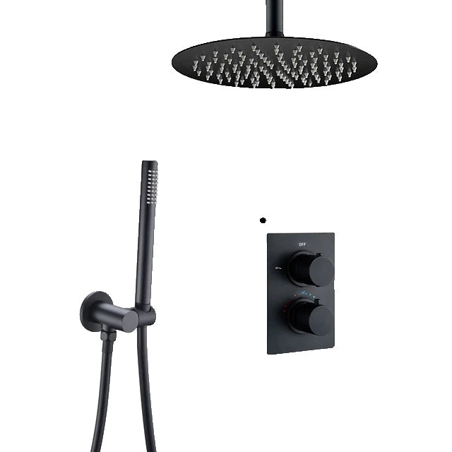 Shower Set, Matte Black, Wall or Ceiling Mounted