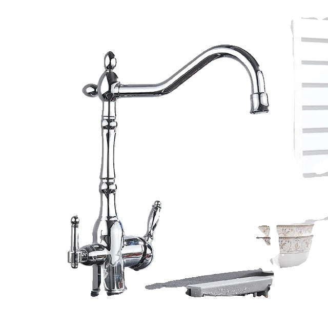 Water Filter Faucet, Dual Spout, 360 Degree Rotation