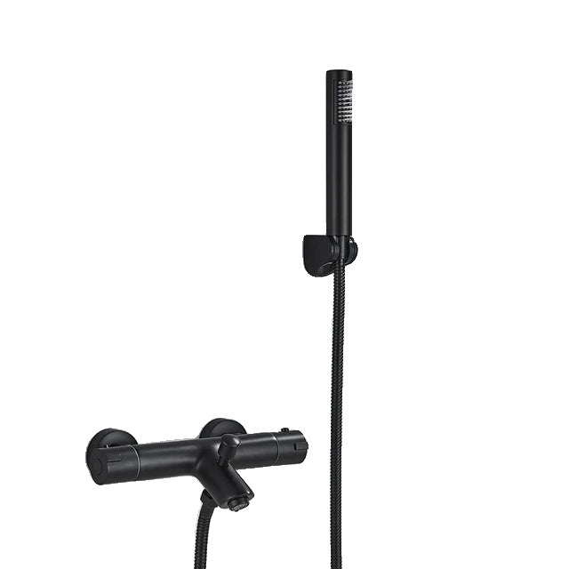 Thermostatic Bathtub Faucet, Matte Black, Wall Mounted