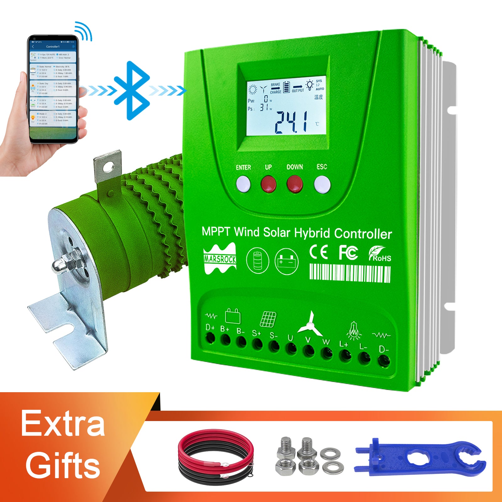 Solcontroller, MPPT-teknologi, WiFi-forbindelse