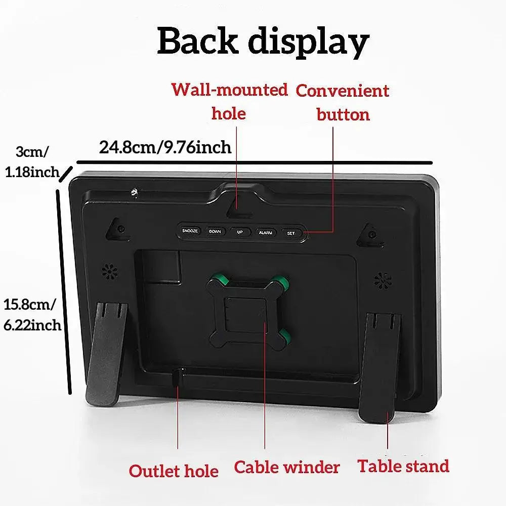 Digital Wall Clock, Multi-function Display, Automatic Brightness Adjustment