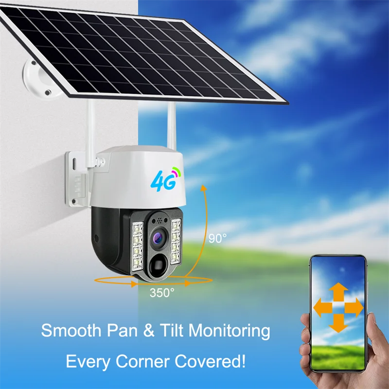 PTZ IP Camera, 4G SIM Card/WIFI, PIR Motion Detection