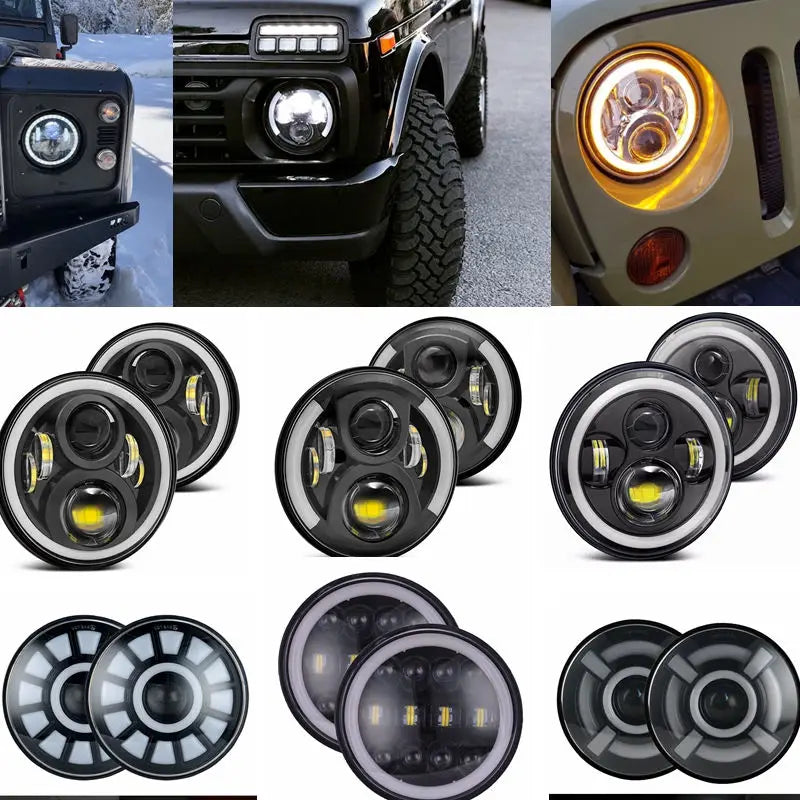 Jeep Wrangler LED-forlygter, 7 tommer, høj/lav stråle