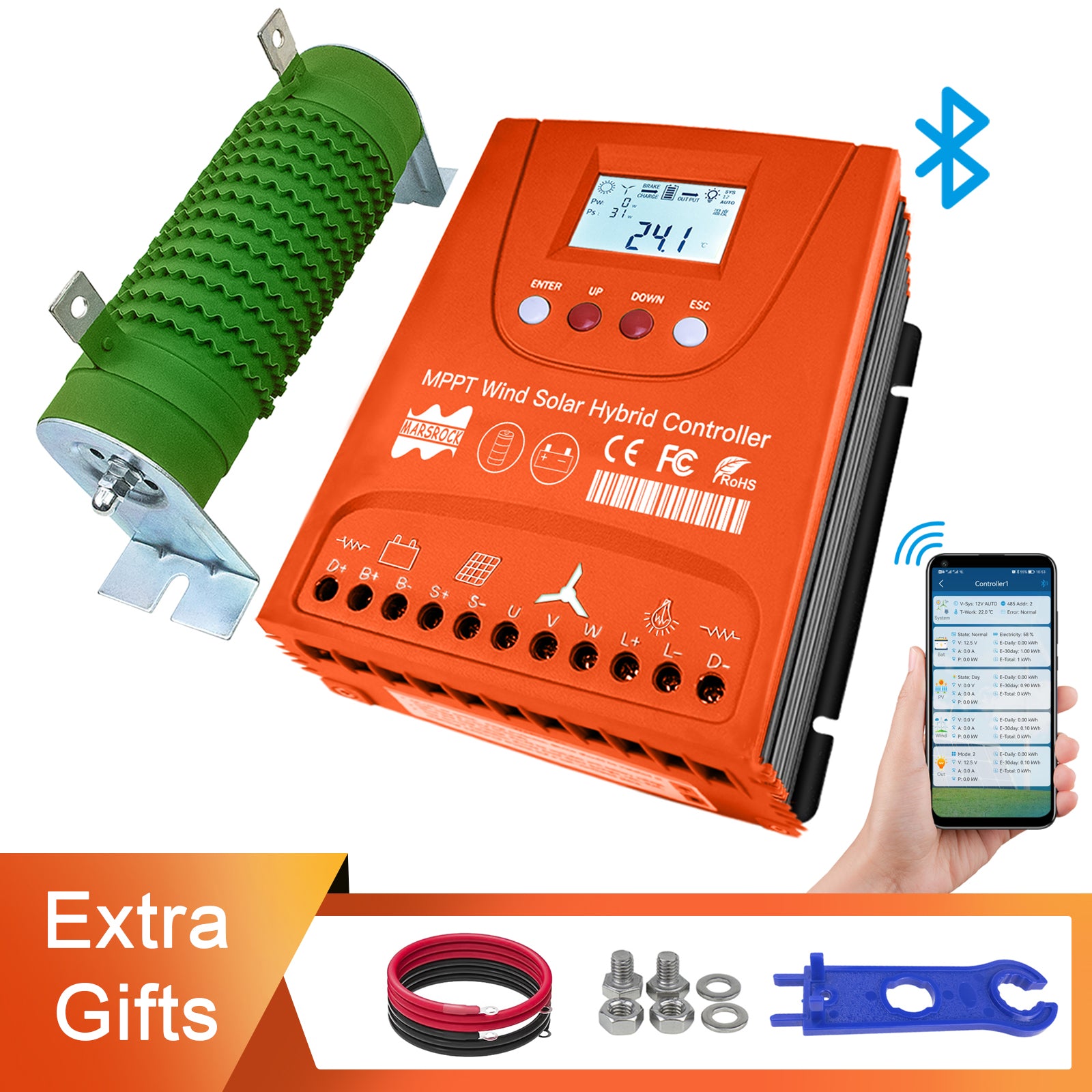 Hybrid-Solarregler, WiFi-Verbindung, LCD-Anzeige