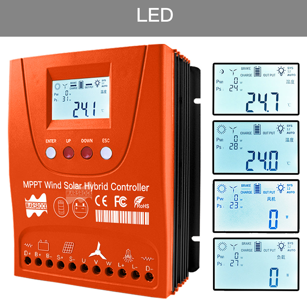 Controler solar hibrid, conectivitate WiFi, afișaj LCD