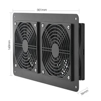 Ventilator solar de evacuare, putere de 30W, cu două ventilatoare de răcire.