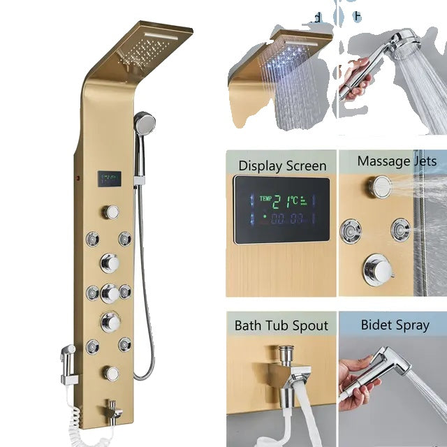 LED Duschblandare, Digital Display, Vattenfall Duschhuvud