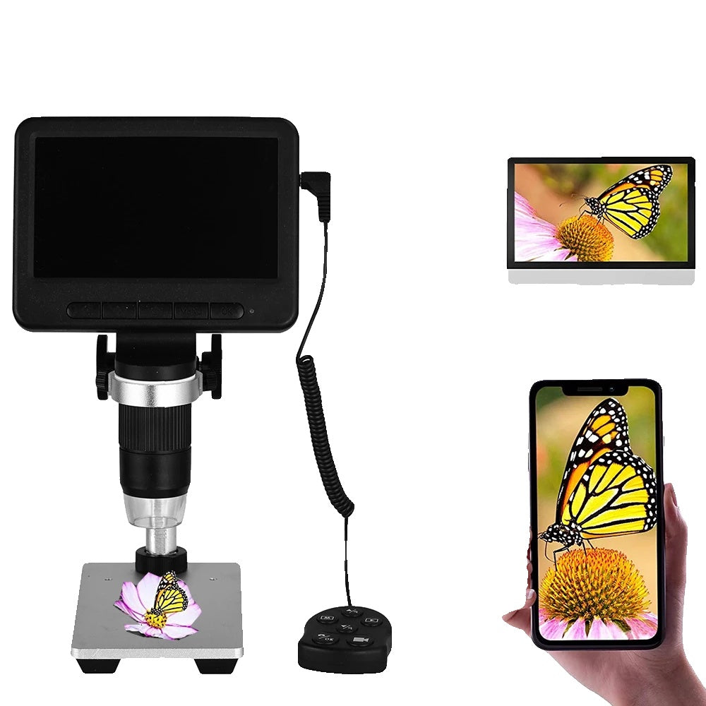 Microscop digital fără fir, mărire reglabilă, ecran de 5 inch.