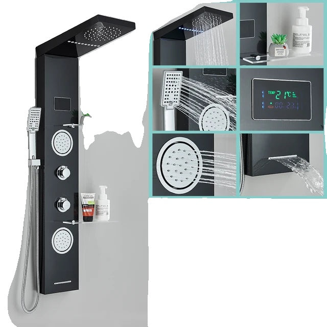 LED Shower Panel, Waterfall Rain Shower, SPA Massage Jet