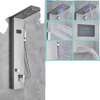 LED Shower Panel, Waterfall Rain Shower, SPA Massage Jet