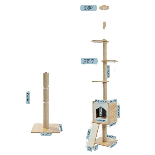Cat Tree, Adjustable Height, Stable Climbing Toy