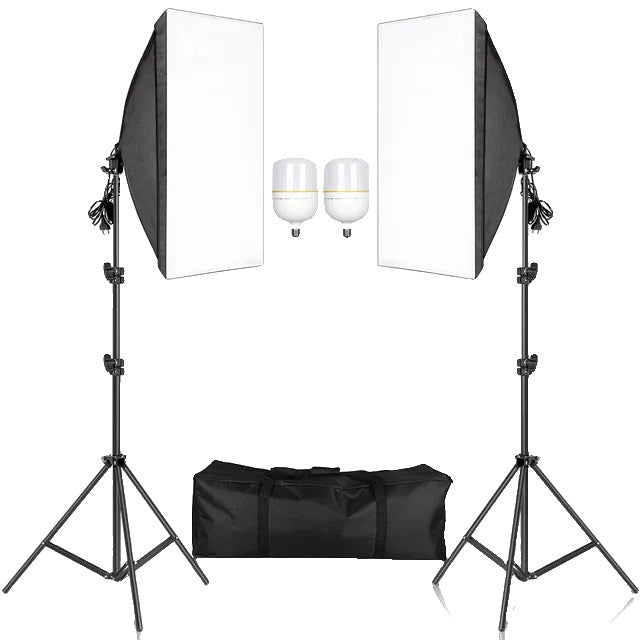 Kituri de iluminat pentru fotografie, iluminare cu softbox, sistem de lumină profesional.