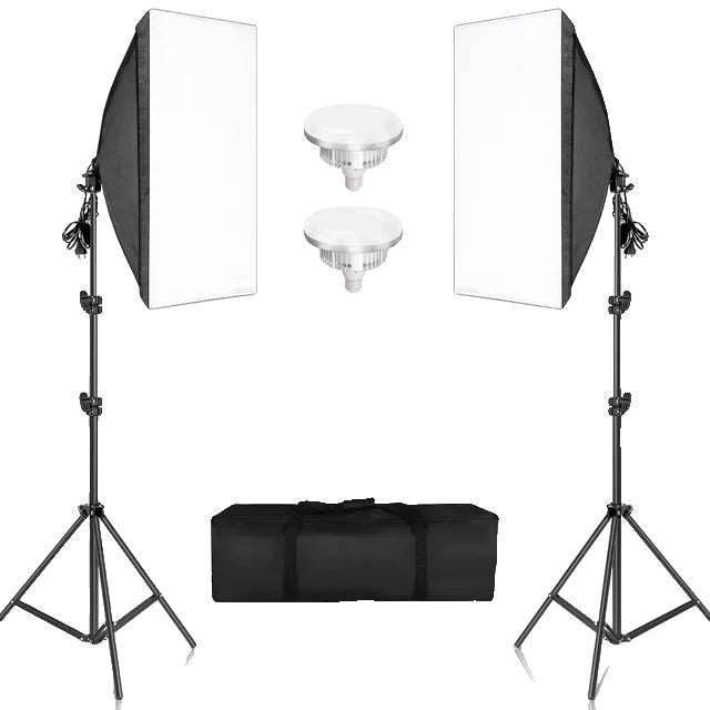 Kituri de iluminat pentru fotografie, iluminare cu softbox, sistem de lumină profesional.