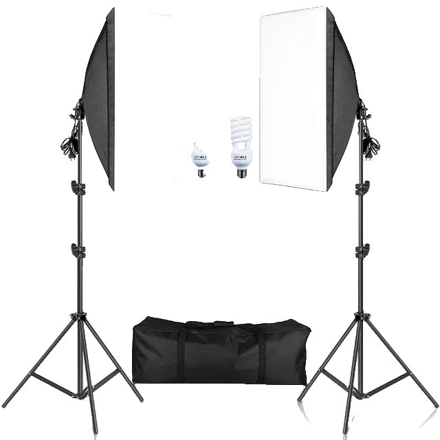 Kituri de iluminat pentru fotografie, iluminare cu softbox, sistem de lumină profesional.