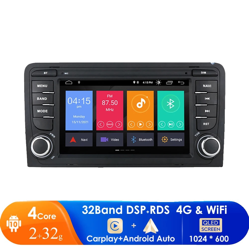 Audi A3 Auto-Multimedia-Player, Android 10, GPS Navigation