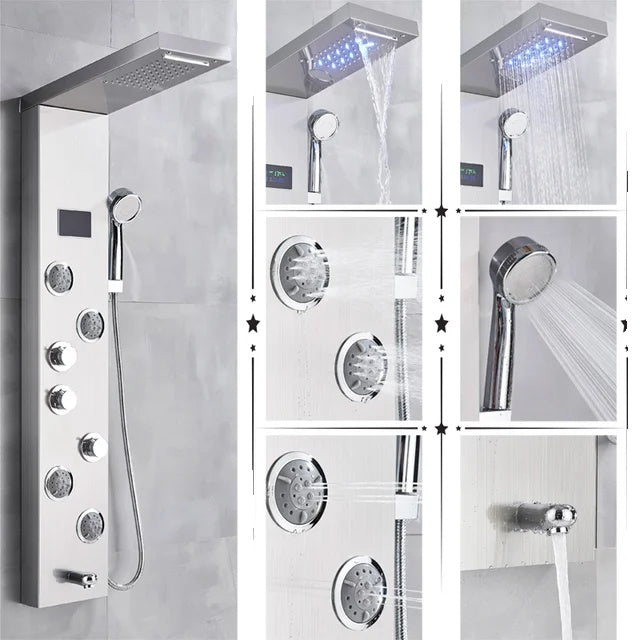 Duschblandare, LED-temperaturskärm, massagesystem