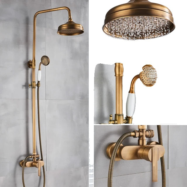 Bathroom Shower Set, Antique Brass, Wall Mounted