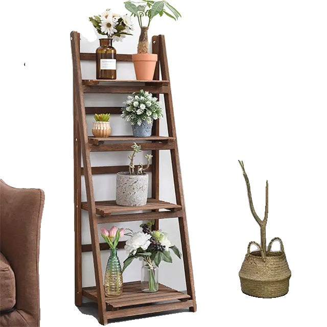 Ladder Shelf, Foldable, Rustic Wood