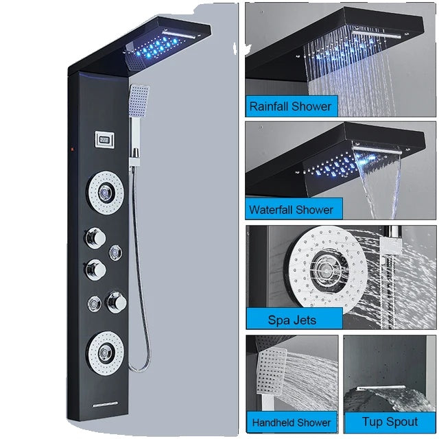 LED Shower Faucet, Waterfall Rain Shower, Spa Massage Sprayer