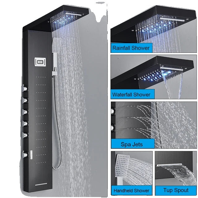 LED-suihkusekoittaja, vesiputous-sadesuihku, kylpylä-hierontasuihku