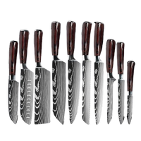 Set de cuțite de bucătărie, model damasc, cuțit japonez Santoku