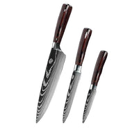 10-pieces Damascus Kitchen Knife Set, Stainless Steel, Japanese Santoku Knife