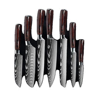 10-pieces Damascus Kitchen Knife Set, Stainless Steel, Japanese Santoku Knife