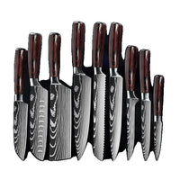 Kitchen Knife Set, Damascus Pattern, Japanese Santoku Knife