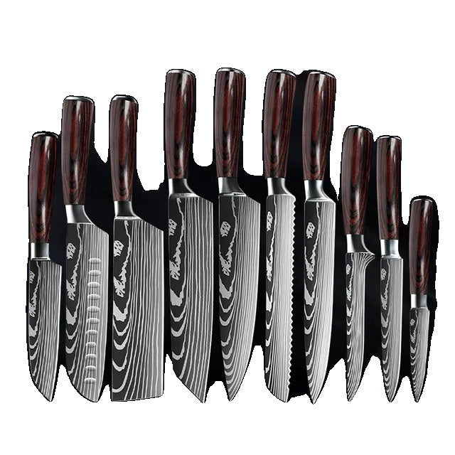 Set de cuțite de bucătărie, model damasc, cuțit japonez Santoku