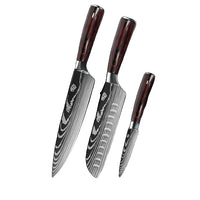 Set de cuțite de bucătărie, model damasc, cuțit japonez Santoku