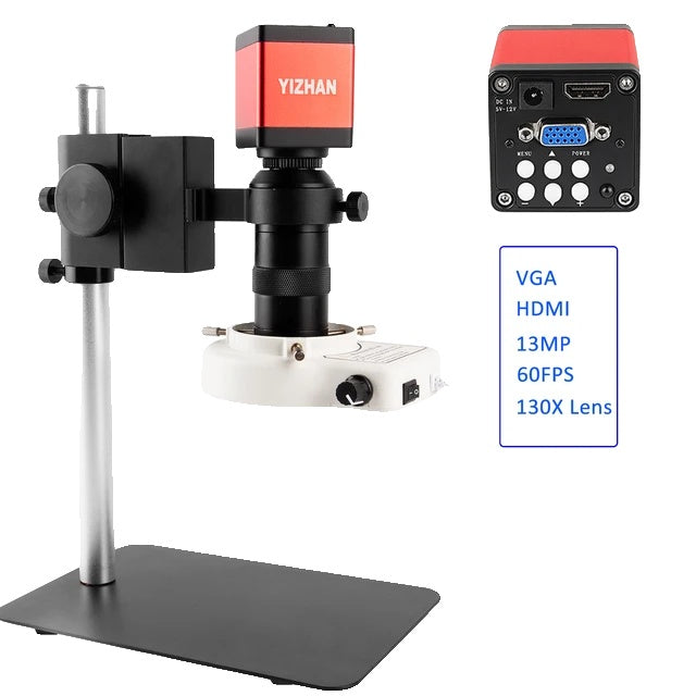 Industrial Microscope Camera, HDMI/USB/VGA Connectivity, 1-150X/180X Zoom Range