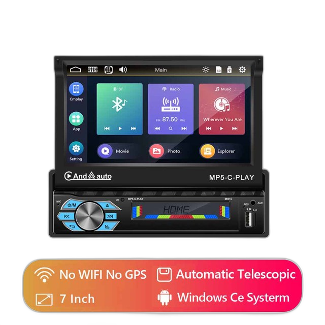 Auto Radio GPS Navigatie, Uitschuifbaar Scherm, Multimediaspeler