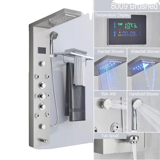 LED Shower Panel, Waterfall Rain, Digital Display