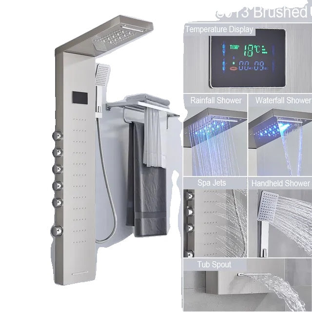 LED Shower Panel, Waterfall Rain, Digital Display