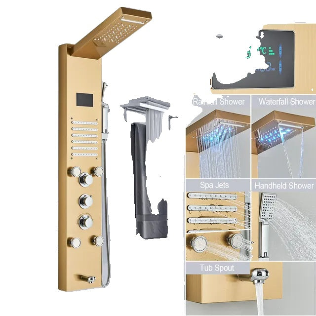 LED Shower Panel, Waterfall Rain, Digital Display