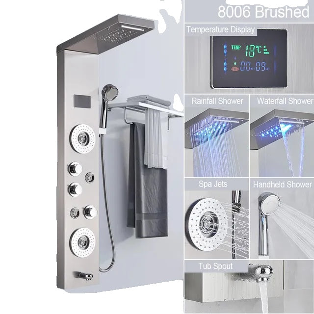 LED Shower Panel, Waterfall Rain, Digital Display