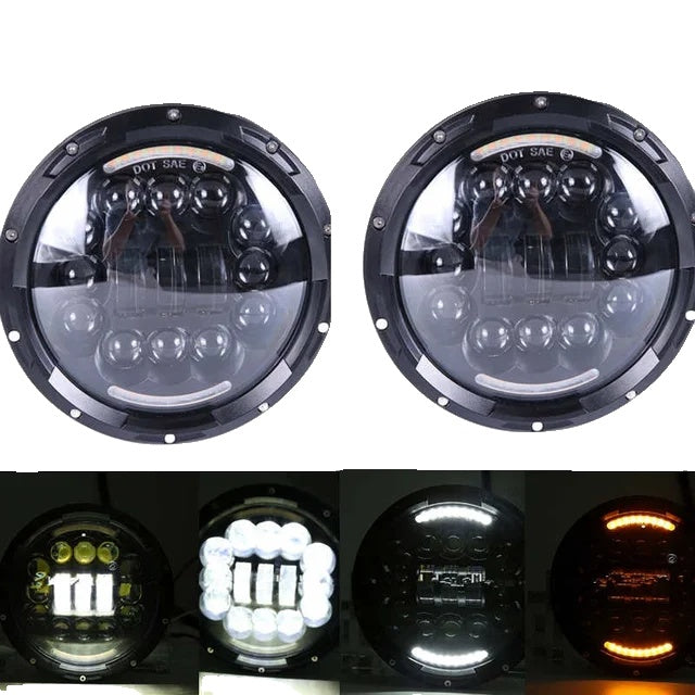 Faruri LED Jeep Wrangler, 7 inch, lumină mare/scăzută