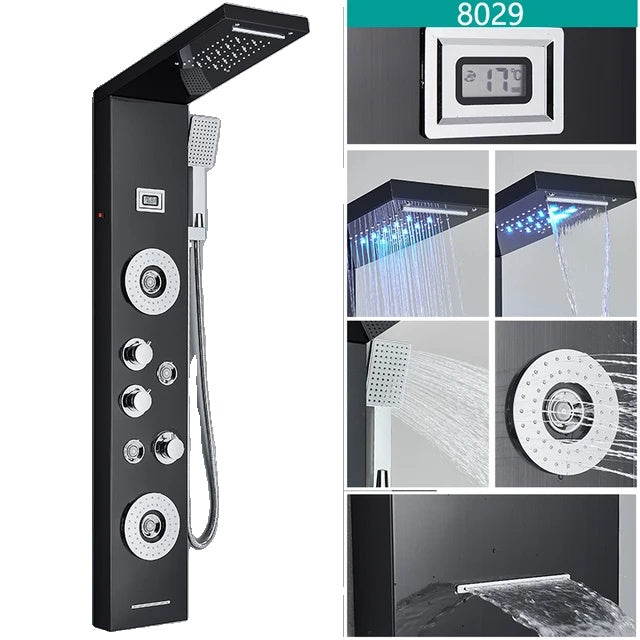 LED Shower Faucet, Temperature Digital Display, Body Massage System