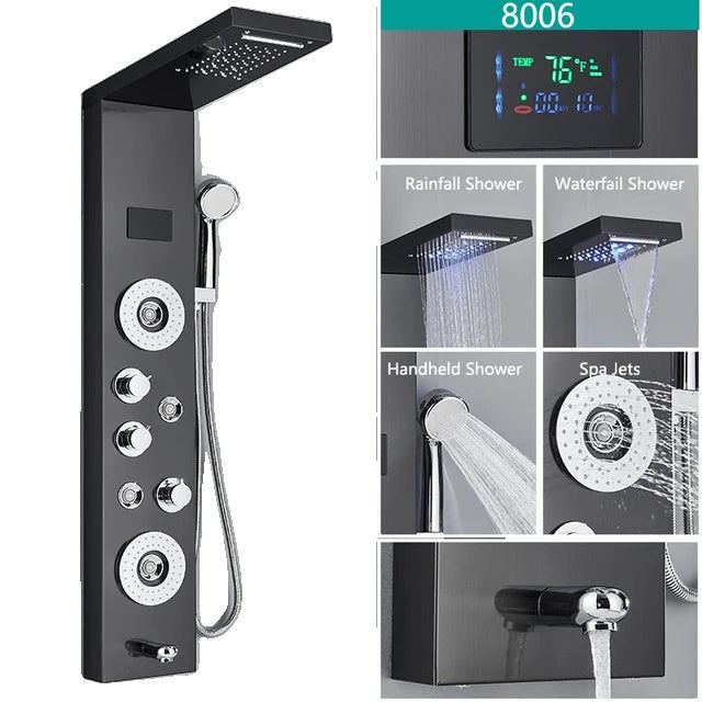 LED Shower Faucet, Temperature Digital Display, Body Massage System