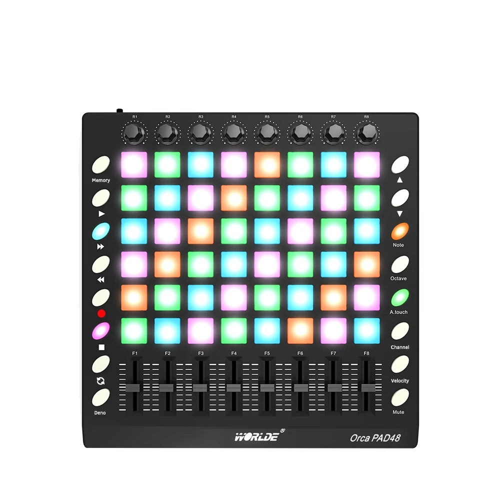 MIDI-rumpupad-kontrolleri, kannettava, RGB-taustavalaistut padit