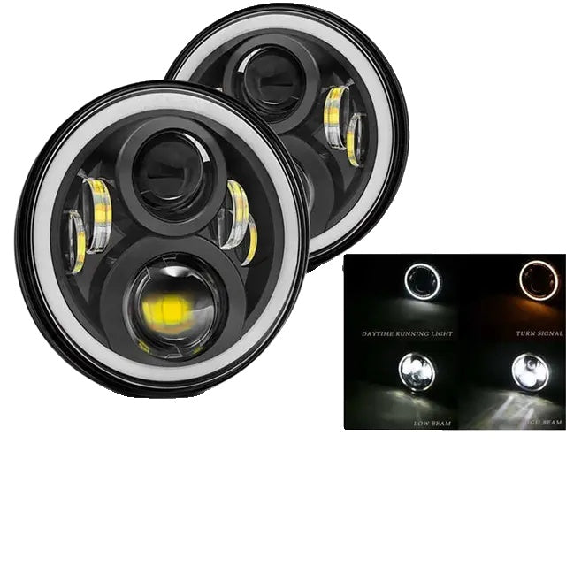 LED-strålkastare, hög/låg stråle, lämplig för Jeep Wrangler Jk tj Cj Vaz 2121 Lada Niva 4X4