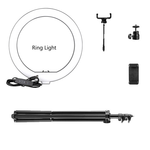 LED Ring Light, 10 tommer i diameter, justerbart stativ